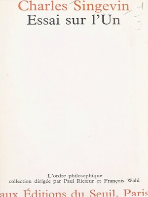 cover image of Essai sur l'Un